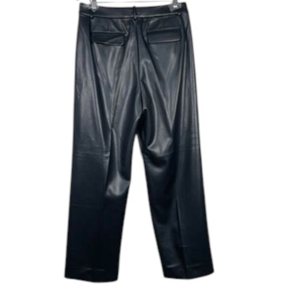 .Crew Faux Leather Straight Leg Pants Size 12 Black NWT - Picture 4 of 16